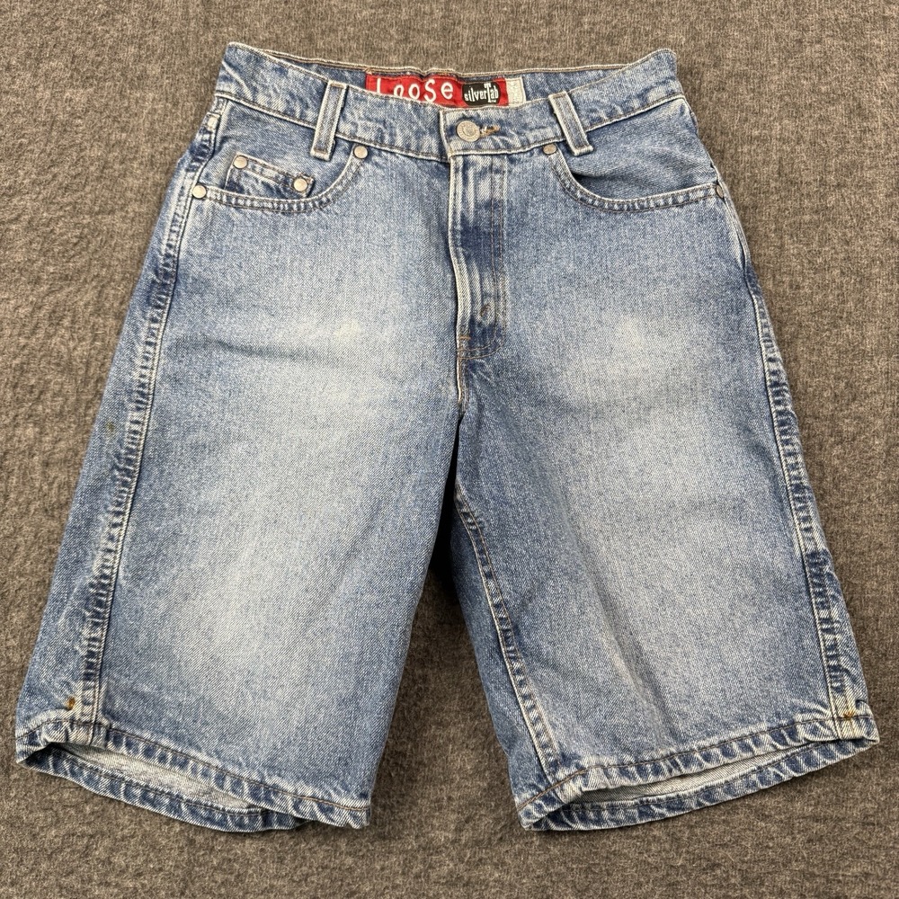 Vintage Levis Silvertab Shorts Womens 26 Blue Jean Denim 90s Dad Mom Jorts Loose